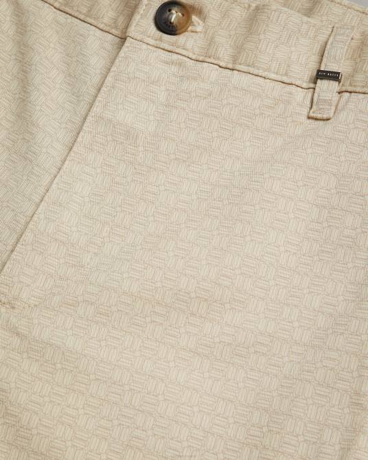 Ted Baker hombres 2ZFP1452 ropa pantalones cortos geométricos de ajuste regular gomer natural