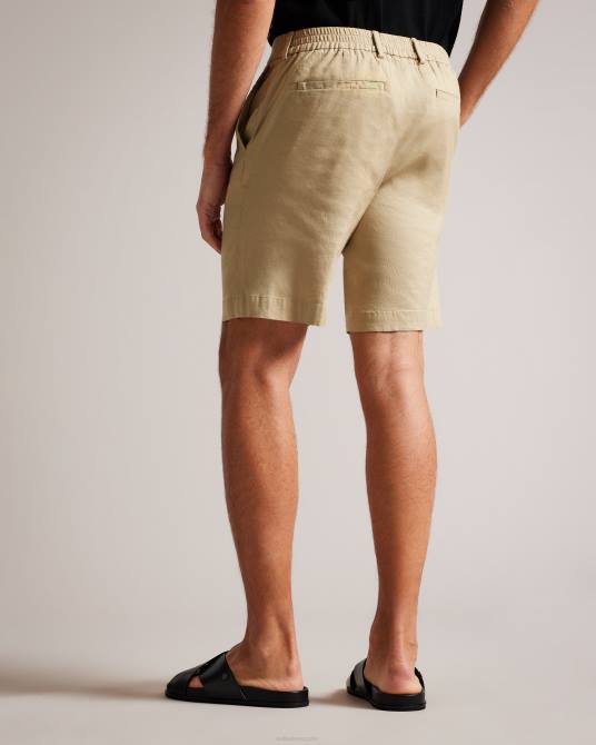 Ted Baker hombres 2ZFP1541 ropa shorts leder de mezcla de lino con medio elástico piedra