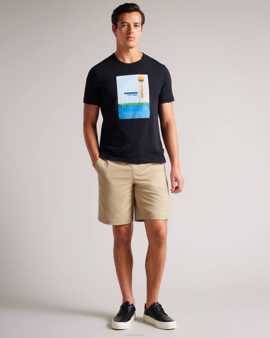 Ted Baker hombres 2ZFP1590 ropa shorts de sarga Mordon con cordones natural