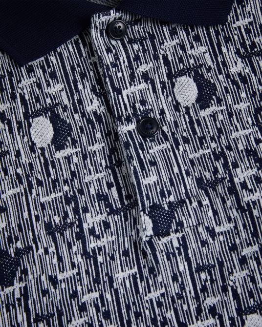 Ted Baker hombres 2ZFP1224 ropa polo coreo de punto geométrico Azul marino