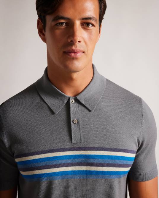 Ted Baker hombres 2ZFP1254 ropa polo de lana a rayas pital azul medio