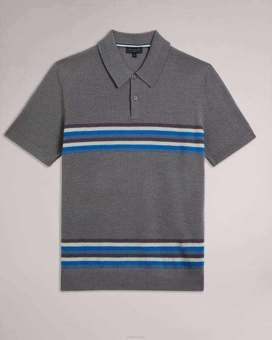 Ted Baker hombres 2ZFP1254 ropa polo de lana a rayas pital azul medio