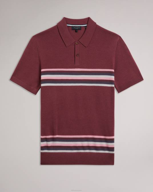 Ted Baker hombres 2ZFP1263 ropa polo de lana a rayas pital granate