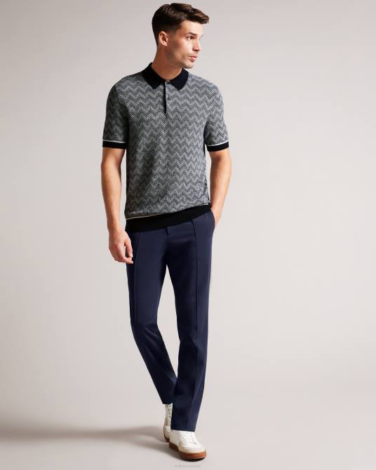 Ted Baker hombres 2ZFP1406 ropa Polo de punto en zigzag de Waldun Armada