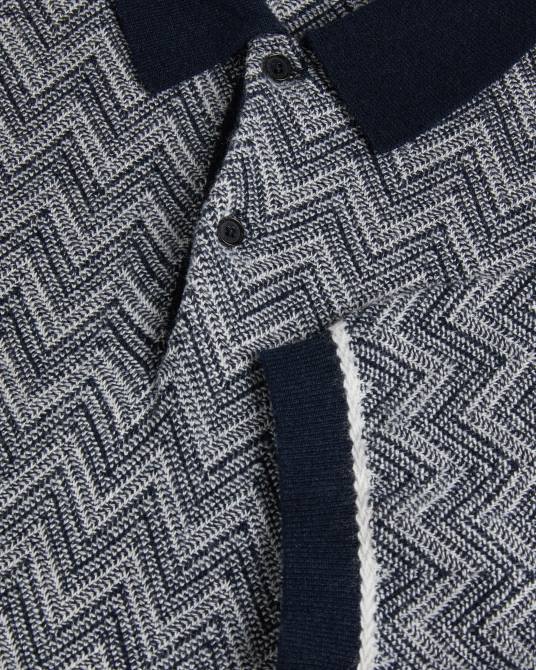 Ted Baker hombres 2ZFP1406 ropa Polo de punto en zigzag de Waldun Armada