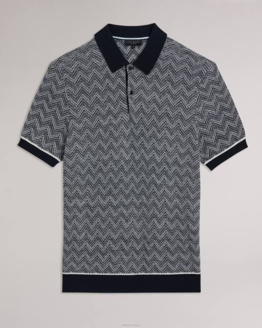 Ted Baker hombres 2ZFP1406 ropa Polo de punto en zigzag de Waldun Armada