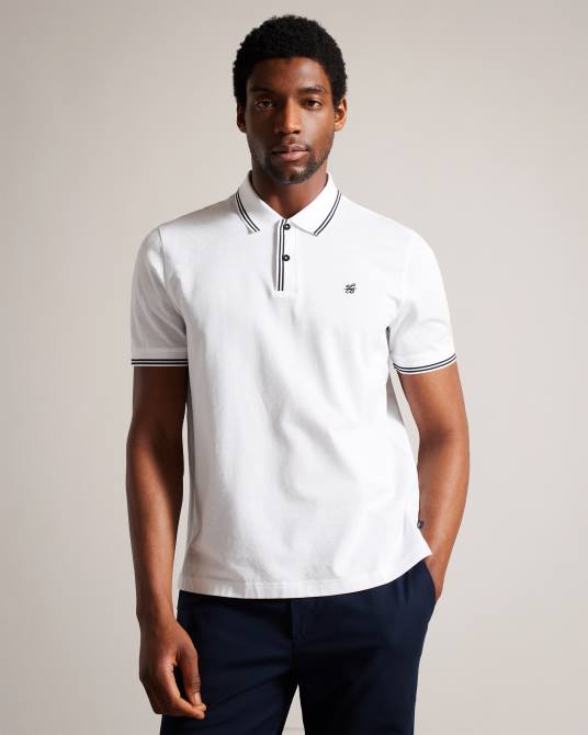 Ted Baker hombres 2ZFP1460 ropa Polo de punto con monograma y rombos de Dynam blanco