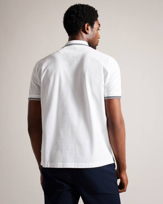 Ted Baker hombres 2ZFP1460 ropa Polo de punto con monograma y rombos de Dynam blanco