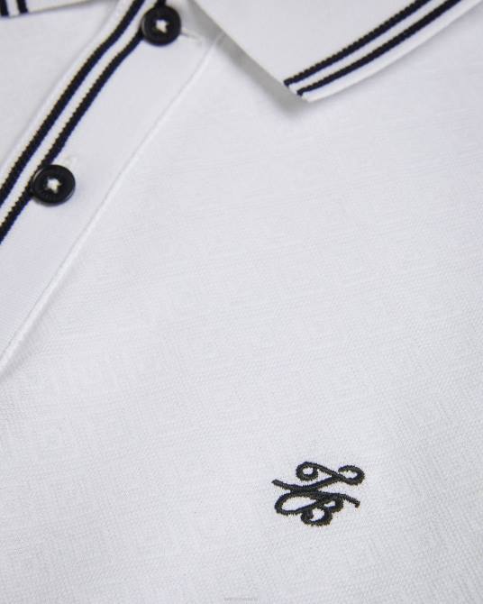 Ted Baker hombres 2ZFP1460 ropa Polo de punto con monograma y rombos de Dynam blanco