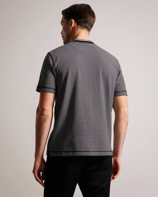 Ted Baker hombres 2ZFP1534 ropa Polo a rayas con cuello mao de Garnerr negro