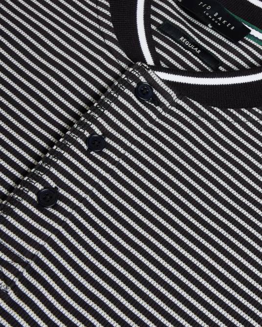 Ted Baker hombres 2ZFP1534 ropa Polo a rayas con cuello mao de Garnerr negro