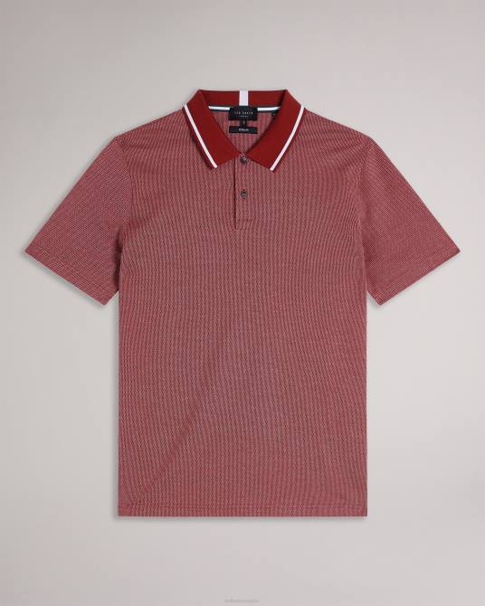 Ted Baker hombres 2ZFP1620 ropa polo Arts mini con punto jacquard rojo oscuro