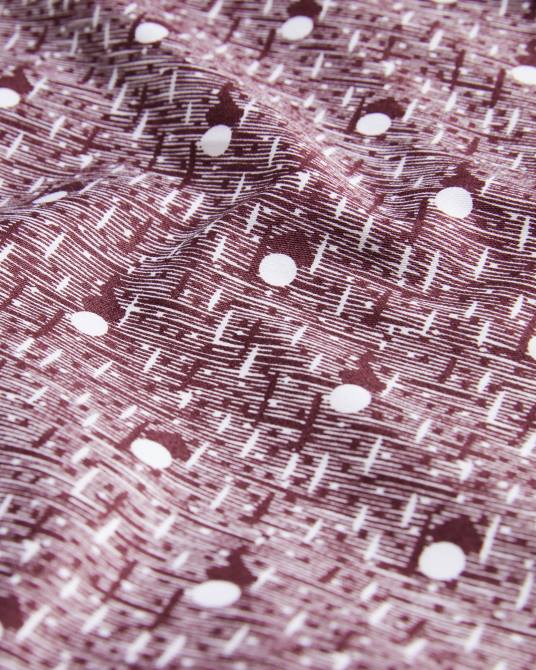 Ted Baker hombres 2ZFP1215 ropa camisa macsho de manga corta con estampado de lunares granate