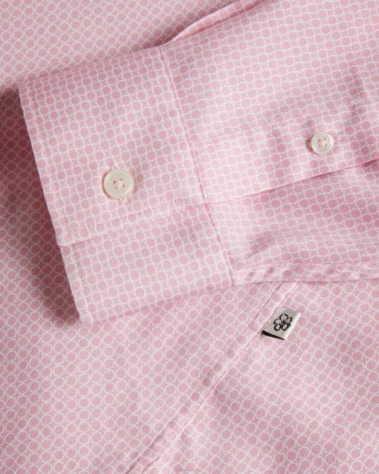 Ted Baker hombres 2ZFP1220 ropa camisa willet de manga larga con estampado geométrico Rosa palido