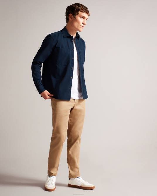 Ted Baker hombres 2ZFP1242 ropa sobrecamisa de sarga cepillada de manga larga almur Armada