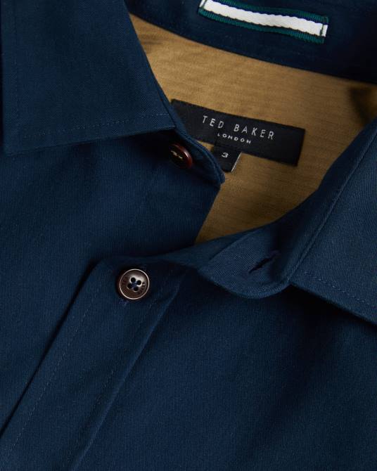 Ted Baker hombres 2ZFP1242 ropa sobrecamisa de sarga cepillada de manga larga almur Armada