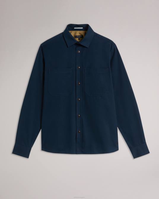 Ted Baker hombres 2ZFP1242 ropa sobrecamisa de sarga cepillada de manga larga almur Armada