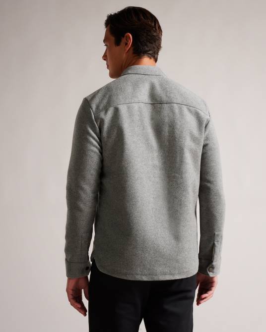 Ted Baker hombres 2ZFP1249 ropa sobrecamisa anderby de mezcla de lana de manga larga gris
