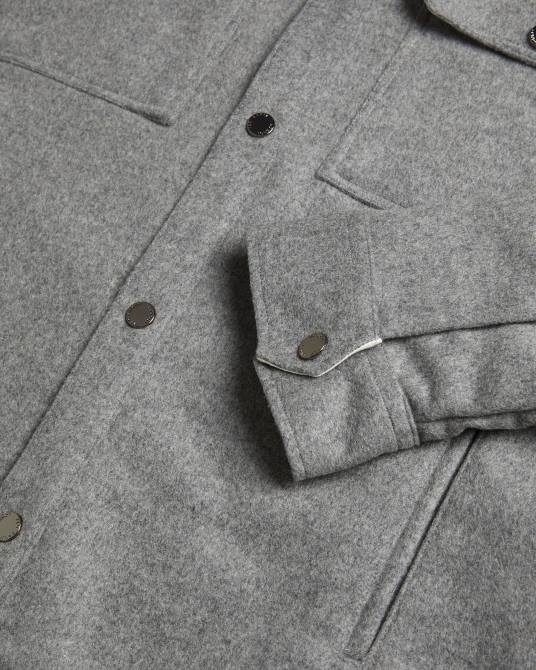 Ted Baker hombres 2ZFP1249 ropa sobrecamisa anderby de mezcla de lana de manga larga gris