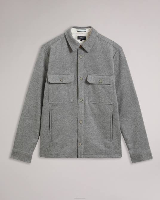 Ted Baker hombres 2ZFP1249 ropa sobrecamisa anderby de mezcla de lana de manga larga gris