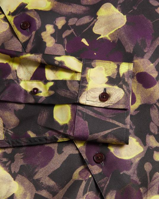 Ted Baker hombres 2ZFP1258 ropa camisa sleven de manga larga con estampado de acuarela multicolor