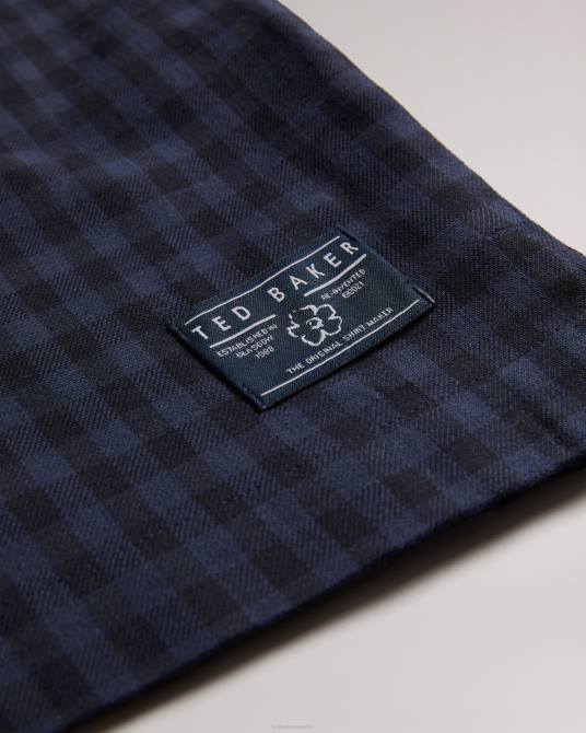 Ted Baker hombres 2ZFP1268 ropa sobrecamisa de manga larga a cuadros morne Armada