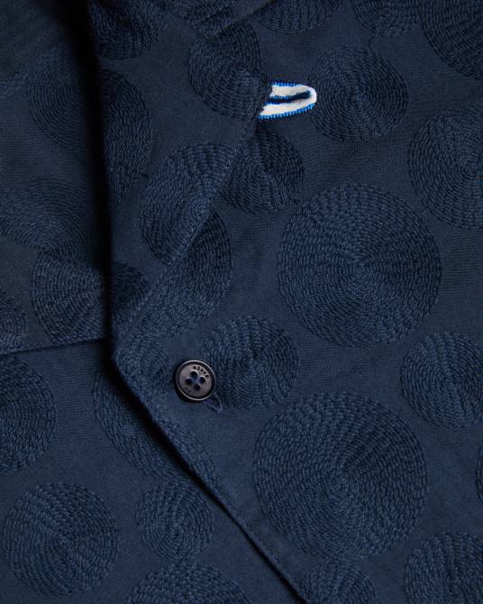 Ted Baker hombres 2ZFP1302 ropa camisa Allbury de manga corta con bordado circular Armada