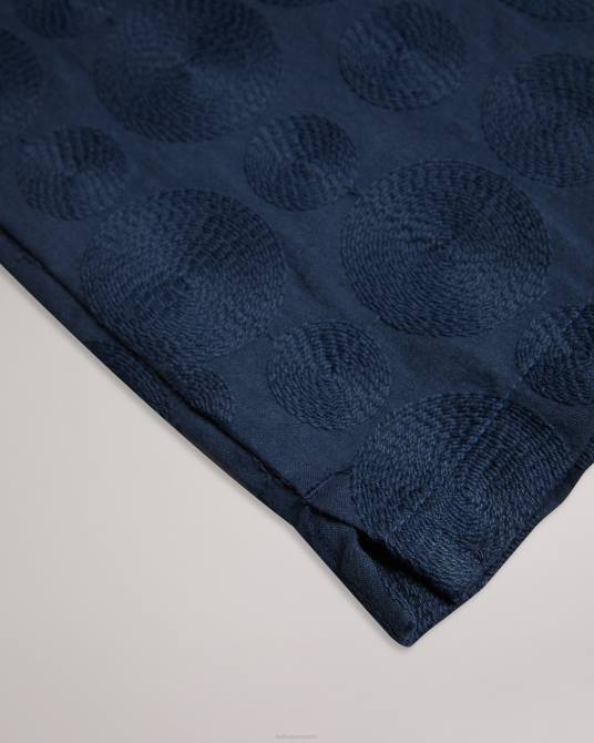 Ted Baker hombres 2ZFP1302 ropa camisa Allbury de manga corta con bordado circular Armada