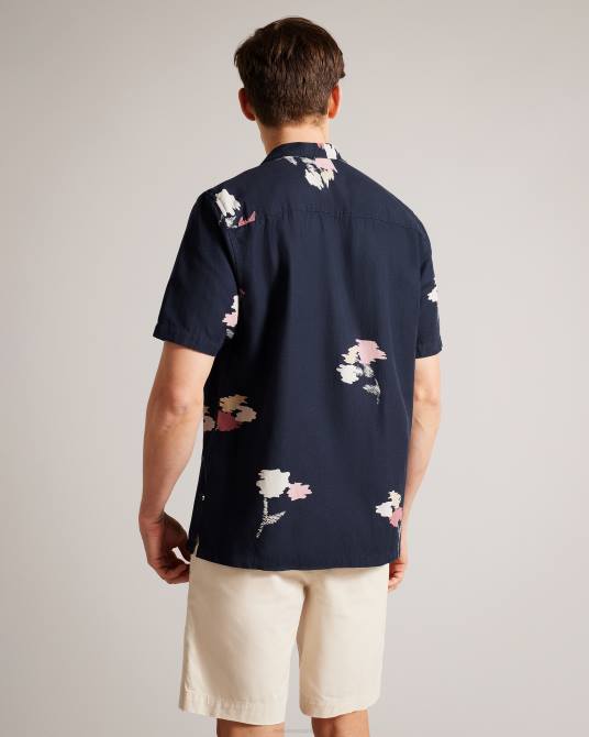 Ted Baker hombres 2ZFP1318 ropa camisa neele de manga corta con estampado floral Armada