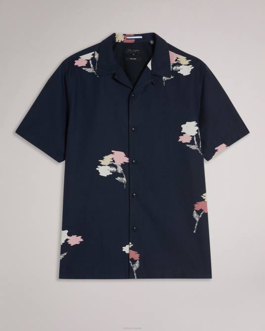 Ted Baker hombres 2ZFP1318 ropa camisa neele de manga corta con estampado floral Armada