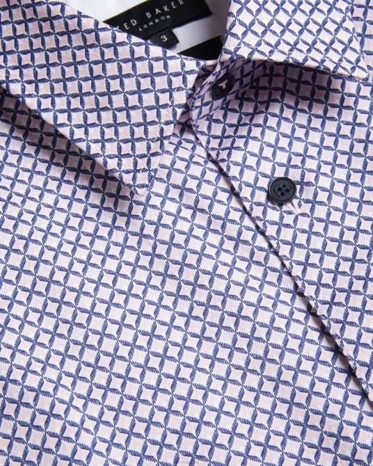 Ted Baker hombres 2ZFP1319 ropa camisa strisho de manga corta con estampado geométrico Rosa palido