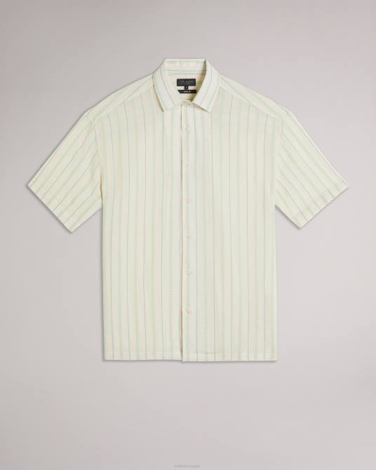 Ted Baker hombres 2ZFP1325 ropa camisa hillma ss seersucker a rayas verde claro