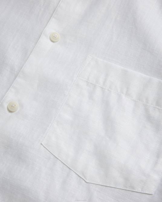 Ted Baker hombres 2ZFP1339 ropa camisa kingfrd de lino de manga corta blanco