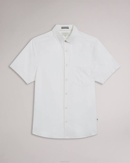 Ted Baker hombres 2ZFP1339 ropa camisa kingfrd de lino de manga corta blanco