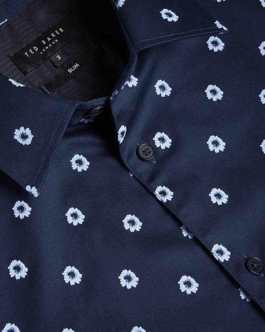 Ted Baker hombres 2ZFP1350 ropa camisa kymsho de manga corta con estampado floral Armada