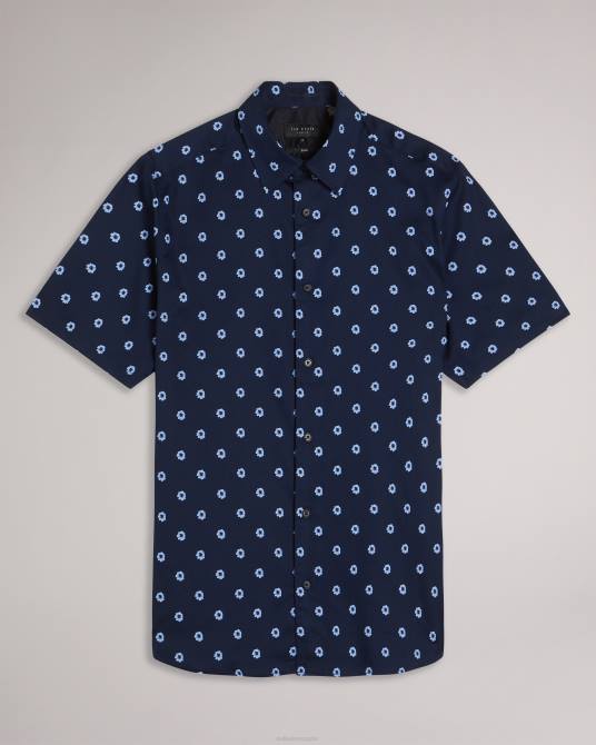 Ted Baker hombres 2ZFP1350 ropa camisa kymsho de manga corta con estampado floral Armada