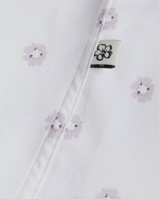 Ted Baker hombres 2ZFP1352 ropa camisa kymsho de manga corta con estampado floral blanco
