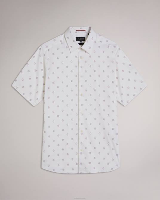 Ted Baker hombres 2ZFP1352 ropa camisa kymsho de manga corta con estampado floral blanco