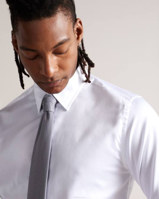 Ted Baker hombres 2ZFP1354 ropa camisa holmess de manga larga y corte slim blanco