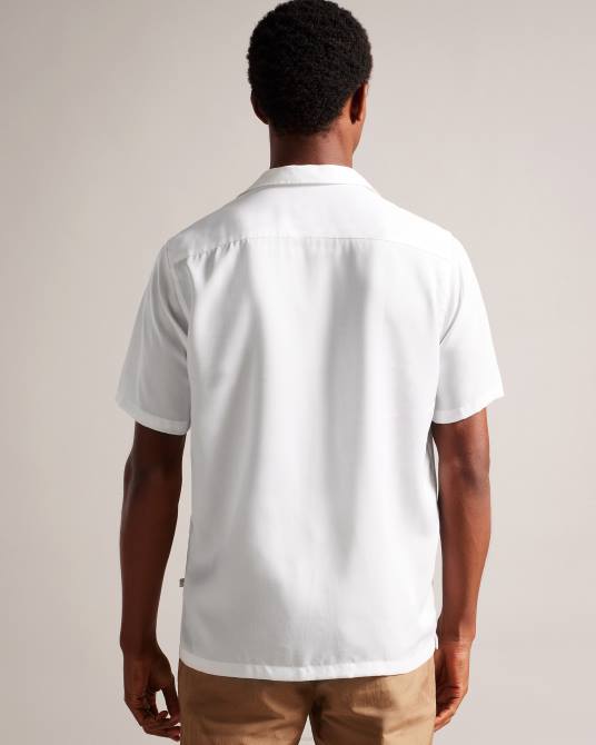 Ted Baker hombres 2ZFP1370 ropa Bedmon camisa de manga corta con estampado botánico blanco