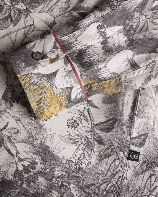 Ted Baker hombres 2ZFP1391 ropa camisa bushey de manga larga con borde botánico natural