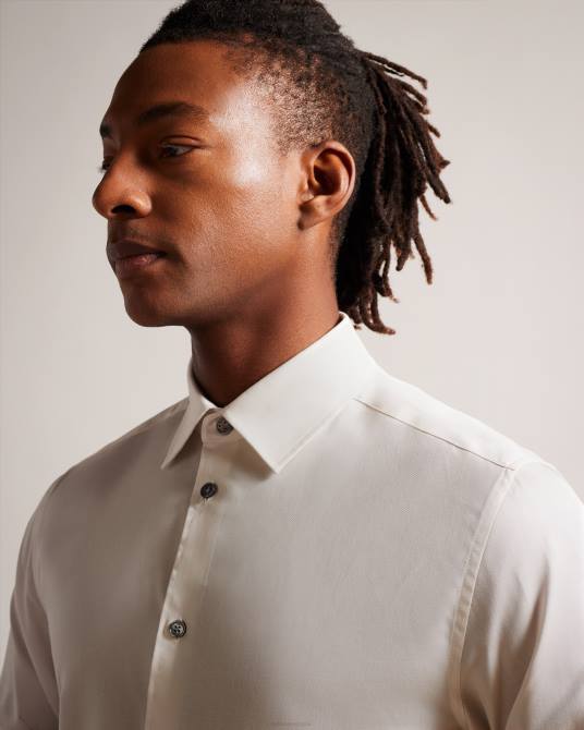 Ted Baker hombres 2ZFP1391 ropa camisa bushey de manga larga con borde botánico natural