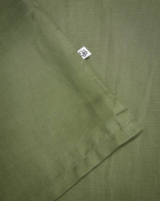 Ted Baker hombres 2ZFP1416 ropa camisa wesland manga corta tencel lino cuello revera aceituna