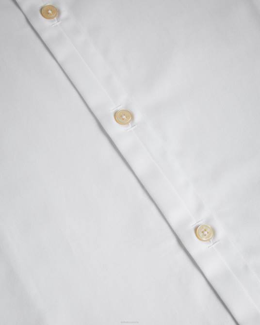 Ted Baker hombres 2ZFP1426 ropa camisa elástica de satén de manga larga con fuelle blanco