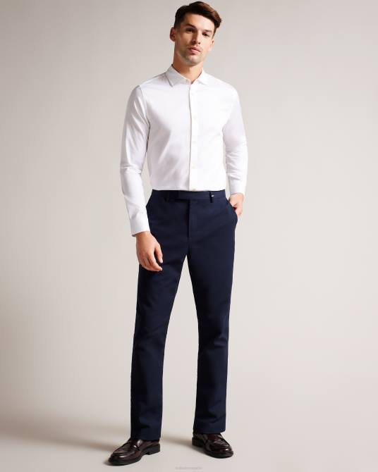 Ted Baker hombres 2ZFP1426 ropa camisa elástica de satén de manga larga con fuelle blanco