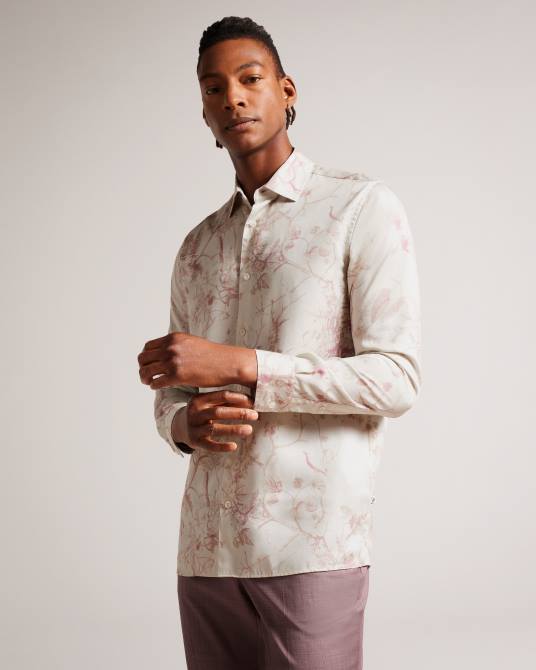 Ted Baker hombres 2ZFP1436 ropa camisa de lyocell botánico de manga larga millow natural