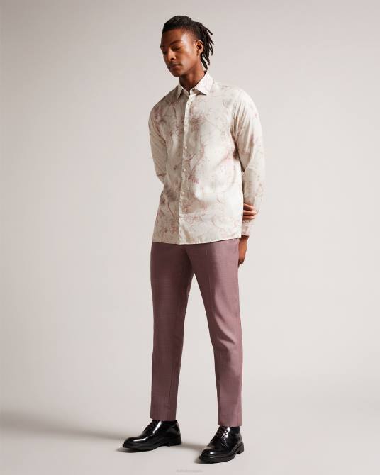 Ted Baker hombres 2ZFP1436 ropa camisa de lyocell botánico de manga larga millow natural