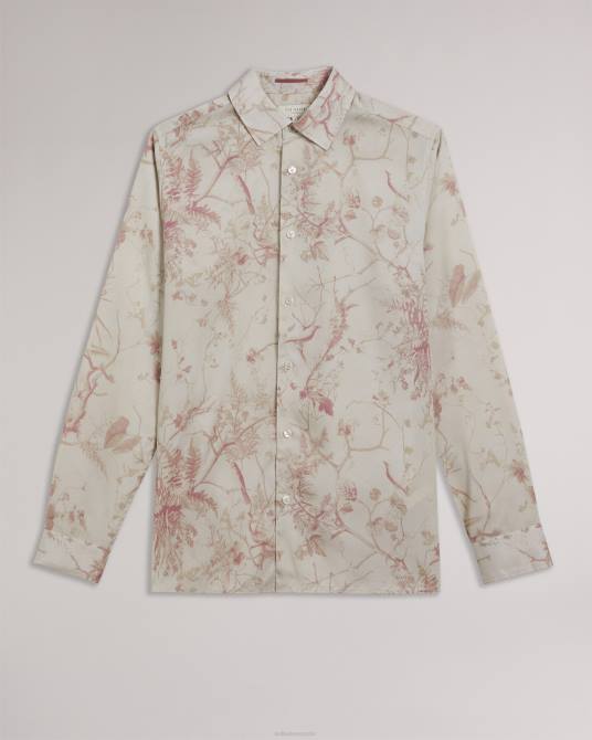 Ted Baker hombres 2ZFP1436 ropa camisa de lyocell botánico de manga larga millow natural