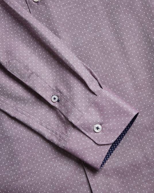 Ted Baker hombres 2ZFP1439 ropa camisa de manga larga con lunares texturizados de Sorelss morado pálido