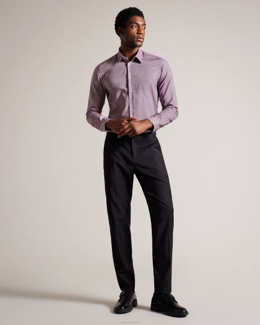 Ted Baker hombres 2ZFP1439 ropa camisa de manga larga con lunares texturizados de Sorelss morado pálido